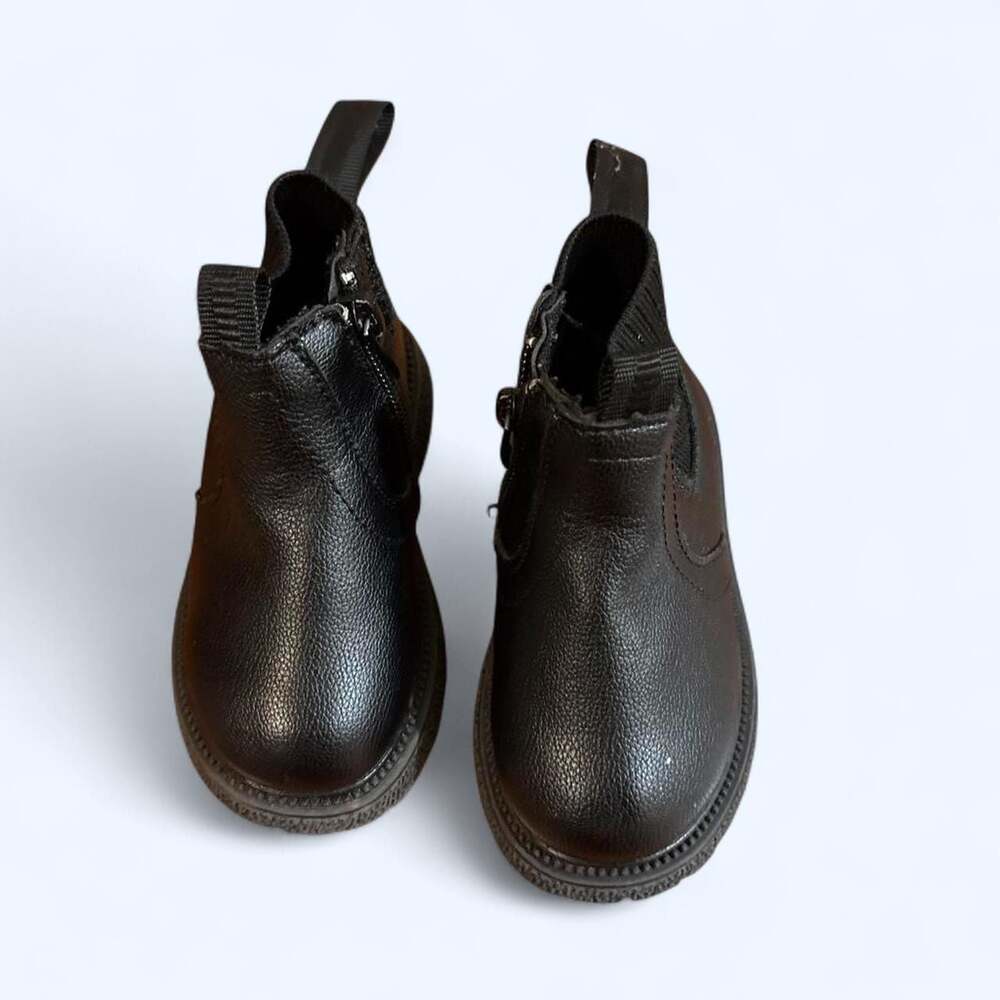 Black Pebbled Leather Ankle Boots Kids Size 7